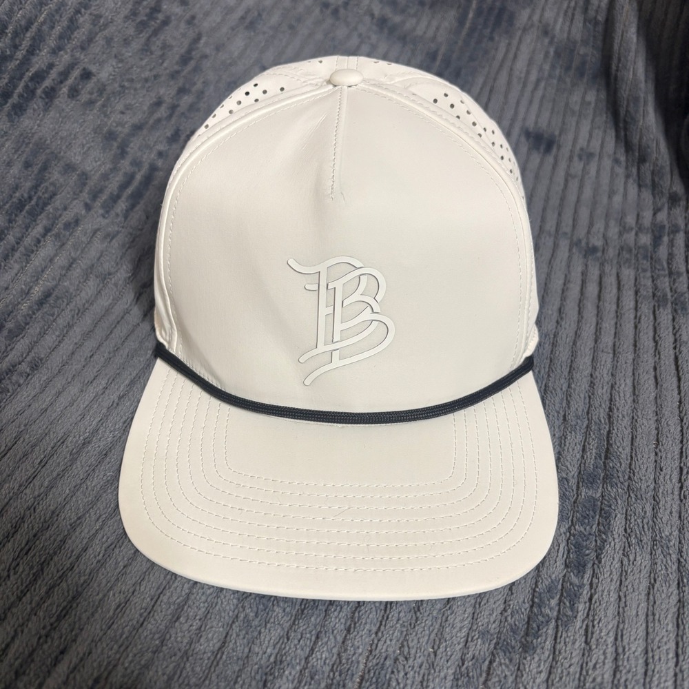 Branded Bills Hat Mens OS White Performance Snapback Rope Flat Brim Perforated